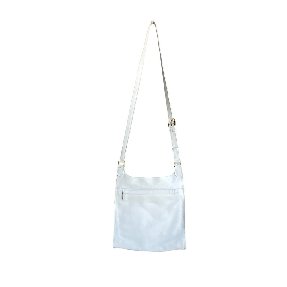 Kitamura Motomachi White Leather Crossbody Bag Gold Hardware Japanese Designer
